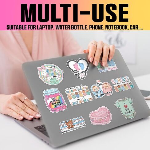 VOTANTA (15 Pcs, 3 inch) - NICU Nurse Stickers Pack, Funny Labor and Delivery Sticker, Cute Neonatal ICU Nurse Tiny Human Medical Birthday Specialist Gift Decoration for Laptops, Phones, Water Bottles in Saudi Arabia