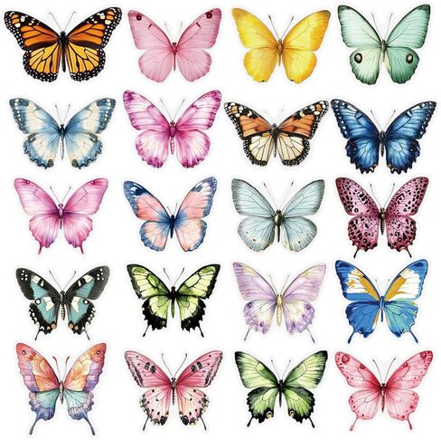Ychsring Colorful Floral Butterfly Stickers - 50 Pcs Clear PET Flower Stickers for Scrapbooking, Journaling, Resin, Junk Journal, Waterproof Transparent Aesthetic Purple for Crafts, Scrapbook Supplies in Saudi Arabia
