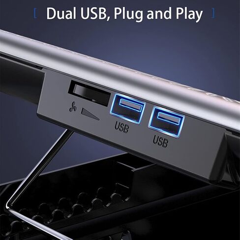 Gaming Laptop Cooler Silent Fan Metal Cooling Pads Port Portable Adjustable Notebook Stand for 12-16 Inch in Saudi Arabia