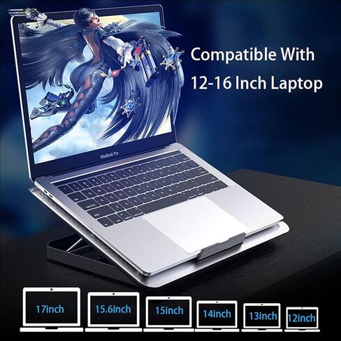 Gaming Laptop Cooler Silent Fan Metal Cooling Pads Port Portable Adjustable Notebook Stand for 12-16 Inch in Saudi Arabia