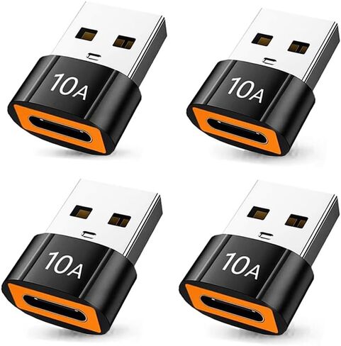 USB to USB C Adapter (4 Pack), Type C Female to USB A Male Adapter, Type C Converter Charger, Compatible with iPhone 17/16/15 Pro Max, iPad Air, Airpods, Samsung Galaxy S26/S25/S24/S23, Pixel in Saudi Arabia