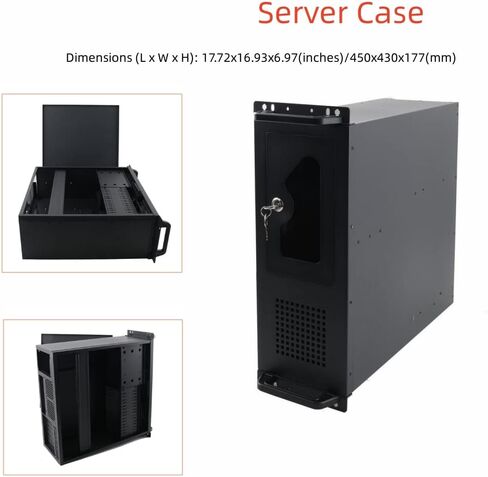 4U Rackmount Server Chassis, 12 x 9.6 ATX/M-ATX/Mini-ITX Dual USB 2.0 Connector, Server Case with Key Lock for Data Centers in Saudi Arabia