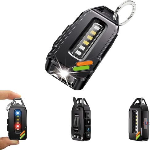 MAKDAK EDC Keychain Flashlight Rechargeable - Super Bright Full Alloy Body Mini LED Flashlights,9 Modes,Side Magnetic,Clip on Pocket Light for Camping,Hiking,Fishing,Dog Walking,Emergency(2Pack) in Saudi Arabia