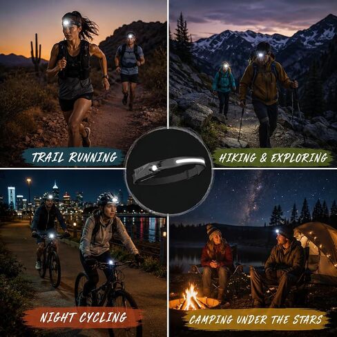 Tactical Headlamp Rechargeable 230° Wide Beam LED Tactical Headlamp, Rechargeable USB-C Headlamp with Motion Sensor, 350 Lumens, IPX4 Waterproof, Head lamp for Camping Essentials, Hiking, Running in Saudi Arabia