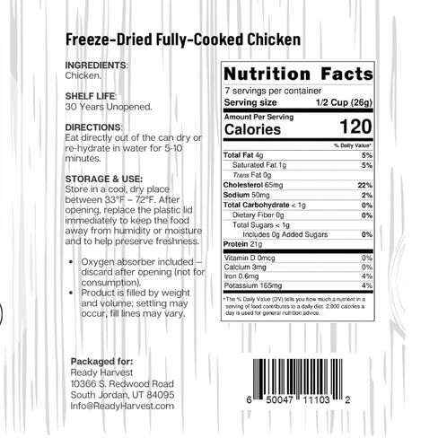 Ready Harvest Freeze-Dried Chicken Dices – Pantry Can | Emergency Food Storage, Camping & Survival Food | 30-Year Shelf Life | 1 Can in Saudi Arabia