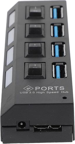 Usb3.0 Hub 4 Port USB Extender with Control Button, 5gbps Black in Saudi Arabia