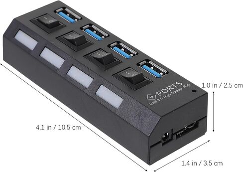 Usb3.0 Hub 4 Port USB Extender with Control Button, 5gbps Black in Saudi Arabia