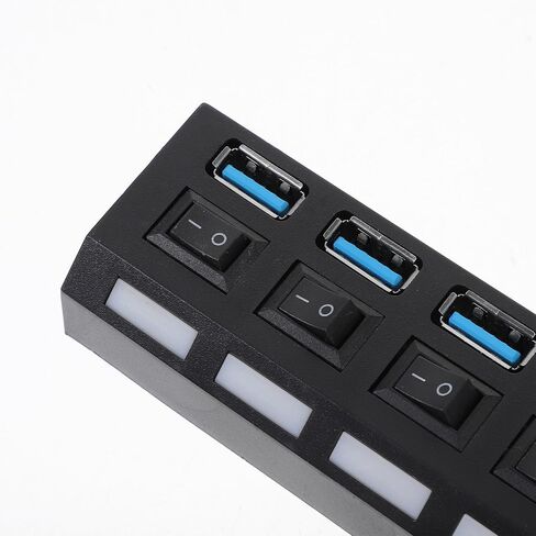 Usb3.0 Hub 4 Port USB Extender with Control Button, 5gbps Black in Saudi Arabia