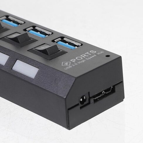 Usb3.0 Hub 4 Port USB Extender with Control Button, 5gbps Black in Saudi Arabia