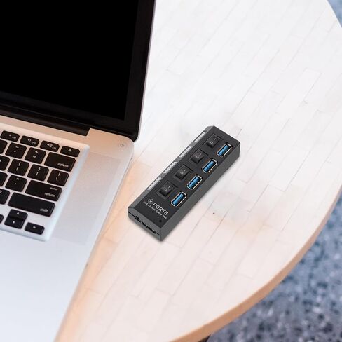 Usb3.0 Hub 4 Port USB Extender with Control Button, 5gbps Black in Saudi Arabia