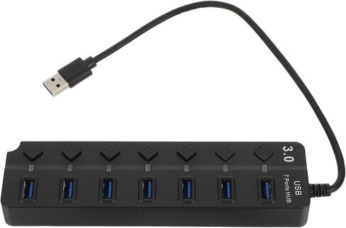 USB 3.0 Hub with Separate On/Off Buttons, 5gbps Black ABS in Saudi Arabia