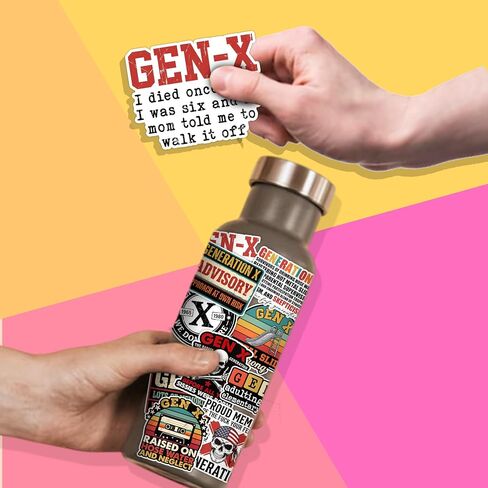 VOTANTA (15 Pcs, 3 inch) - Funny Gen X Stickers Pack, Gen X Raised On Hose Water and Neglect Stickers, Generation X Skeleton Adult Humor Sarcastic Gifts Decoration for Laptops, Phones, Water Bottles in Saudi Arabia