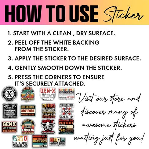 VOTANTA (15 Pcs, 3 inch) - Funny Gen X Stickers Pack, Gen X Raised On Hose Water and Neglect Stickers, Generation X Skeleton Adult Humor Sarcastic Gifts Decoration for Laptops, Phones, Water Bottles in Saudi Arabia