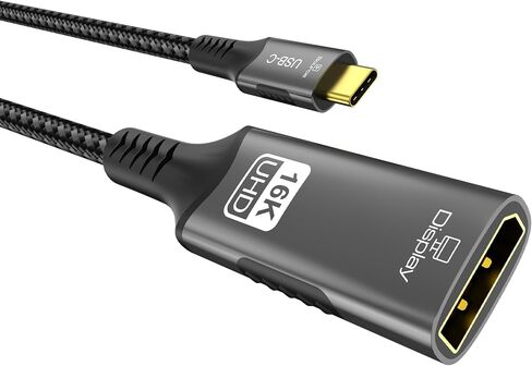 USB C to DisplayPort 2.1 Adapter Cable，16K@60Hz 8K@120Hz 48-bit Color Depth 80Gbps Thunderbolt 5/4 to Display Port Compatible with iPhone 17 ProMax, MacBook Pro/Air/Mini, iPad, Gaming Monitor in Saudi Arabia