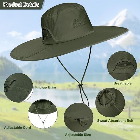 Cooltto L/XL/XXL Wide Brim Sun Hat UPF 50+ UV Protection Boonie Hat in Saudi Arabia
