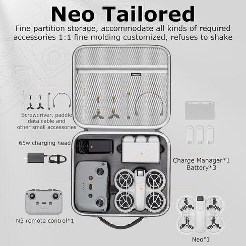 Hard Carrying Case for DJI NEO, Gray PU Waterproof Anti-Drop Portable Travel Shoulder Bag and Handbag 2 in 1 in Saudi Arabia