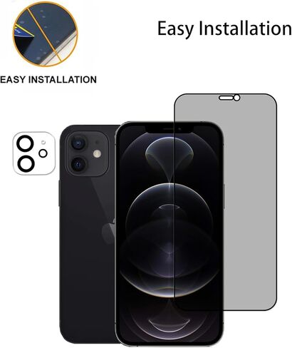 2-2 Pack Privacy Screen Protector Designed For iPhone 12 Anti Spy Private Tempered Glass Film 2-Pack Camera Lens Protector Film 2-Pack in Saudi Arabia