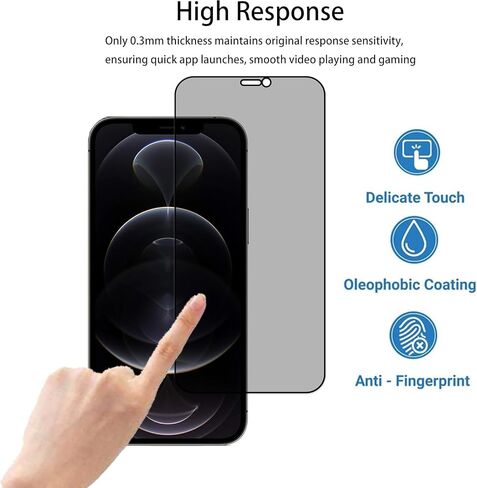 2-2 Pack Privacy Screen Protector Designed For iPhone 12 Anti Spy Private Tempered Glass Film 2-Pack Camera Lens Protector Film 2-Pack in Saudi Arabia