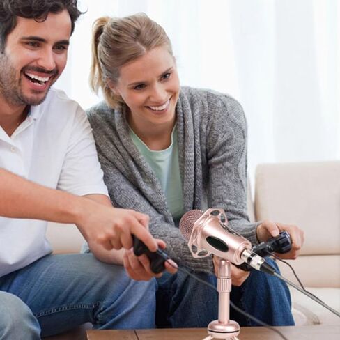 Pink Desktop Microphone Set with Stable Pedestal and Flexible Alloy Stand, for Game Voice Chat and Live Streaming, Modern Simple Appearance, in Kuwait