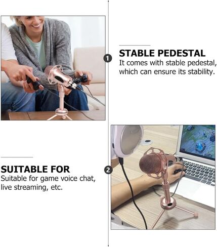 Pink Desktop Microphone Set with Stable Pedestal and Flexible Alloy Stand, for Game Voice Chat and Live Streaming, Modern Simple Appearance, in Kuwait