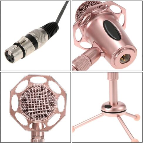 Pink Desktop Microphone Set with Stable Pedestal and Flexible Alloy Stand, for Game Voice Chat and Live Streaming, Modern Simple Appearance, in Kuwait
