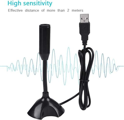 USB Condenser Microphone, High Sensitivity, Clear Sound Recording Microphone for PC, Web Chat, KTV Games (Black) in Saudi Arabia