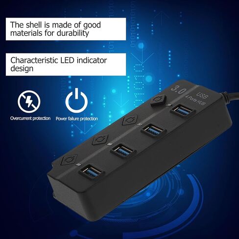Port USB Hub with 4 USB 3.0 Ports, Durable ABS in Saudi Arabia