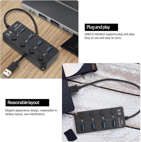 Port USB Hub with 4 USB 3.0 Ports, Durable ABS in Saudi Arabia