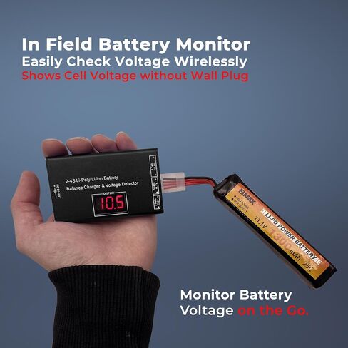 Airsoft Battery Charger LiPo Balance Charger for Lipo/Li-Ion Battery with Wireless Voltage Meter, Overcharge Protection Fast Charging and Safety Cut Off for 7.4V 11.1V 14.8V Airsoft RC Lithium Battery in Saudi Arabia