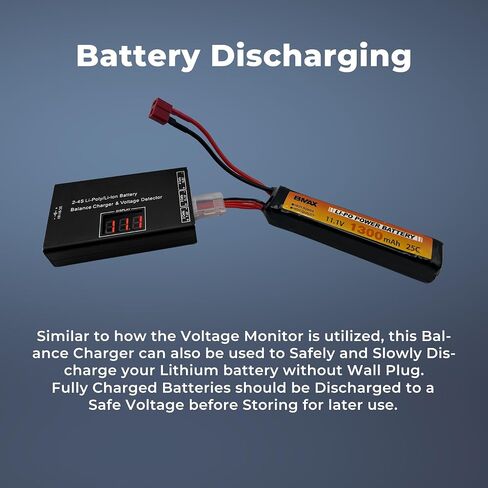 Airsoft Battery Charger LiPo Balance Charger for Lipo/Li-Ion Battery with Wireless Voltage Meter, Overcharge Protection Fast Charging and Safety Cut Off for 7.4V 11.1V 14.8V Airsoft RC Lithium Battery in Saudi Arabia