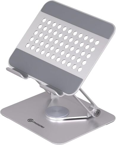 PHIXERO 360° Rotating Tablet Stand, Aluminum Foldable Holder Silver in Saudi Arabia