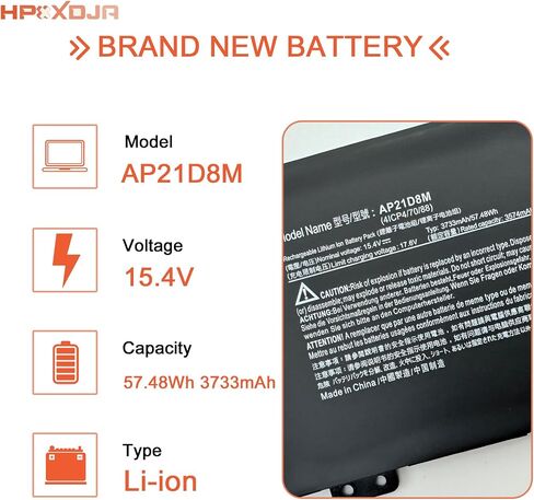 بطارية كمبيوتر محمول AP21D8M متوافقة مع Nitro 5 AN515-58 AN515-47 AN515-46 AN515-58-766R AN515-58-72QR AN515-58-56CL، Nitro 16 AN16-51 AN16-51-74BV Nitro V 15 ANV15-51 57.48 واط ساعي 3733 مللي أمبير 15.4 فولت in Kuwait