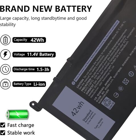 بطارية YRDD6 بقوة 42 وات في الساعة لجهاز Dell Inspiron 15 3000 5000 Series Vostro 5481 in Kuwait