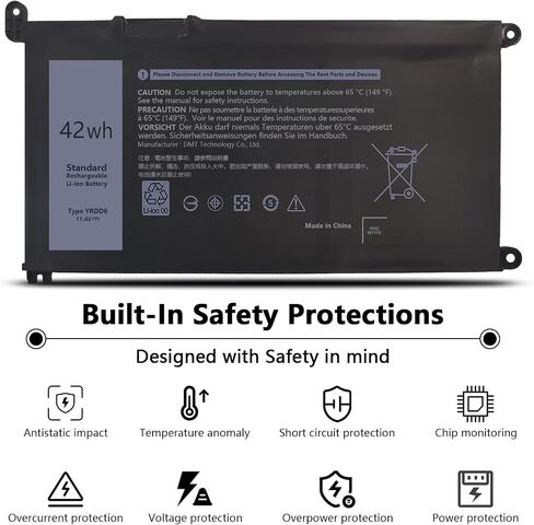 بطارية YRDD6 بقوة 42 وات في الساعة لجهاز Dell Inspiron 15 3000 5000 Series Vostro 5481 in Kuwait