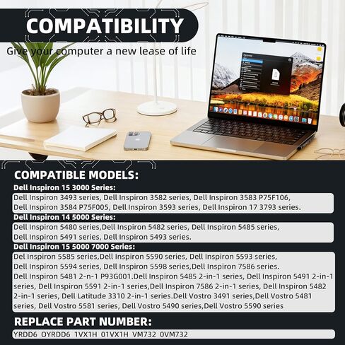 بطارية YRDD6 بقوة 42 وات في الساعة لجهاز Dell Inspiron 15 3000 5000 Series Vostro 5481 in Kuwait