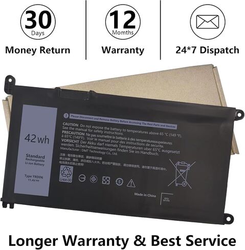 بطارية YRDD6 بقوة 42 وات في الساعة لجهاز Dell Inspiron 15 3000 5000 Series Vostro 5481 in Kuwait