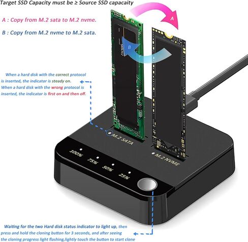 M.2 SSD NVMe M.2 Enclosure Offline Clone Duplicator Dual Bay M.2 SSD NVMe M.2 Enclosure Offline Clone Duplicator in Saudi Arabia
