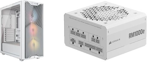 Corsair Case Power Supply Combo - 3200D RS ARGB, White mid-Tower Computer Case Bundle with RM1000e Fully Modular Low-Noise ATX Power Supply in Saudi Arabia
