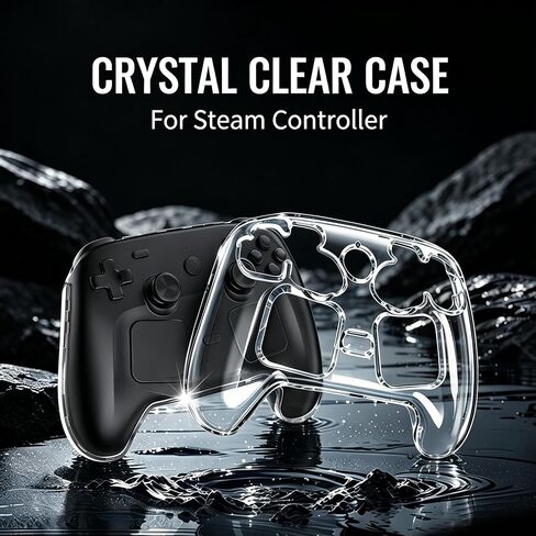 Protective Case Compatible with Steam Controller 2, Clear Crystal PC Hard Shell Cover, Anti-Scratch Shockproof Full Protection Skin, Transparent Controller Case for Gaming Accessories in Saudi Arabia