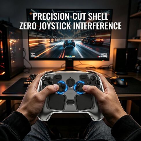Protective Case Compatible with Steam Controller 2, Clear Crystal PC Hard Shell Cover, Anti-Scratch Shockproof Full Protection Skin, Transparent Controller Case for Gaming Accessories in Saudi Arabia