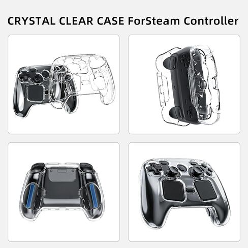 Protective Case Compatible with Steam Controller 2, Clear Crystal PC Hard Shell Cover, Anti-Scratch Shockproof Full Protection Skin, Transparent Controller Case for Gaming Accessories in Saudi Arabia