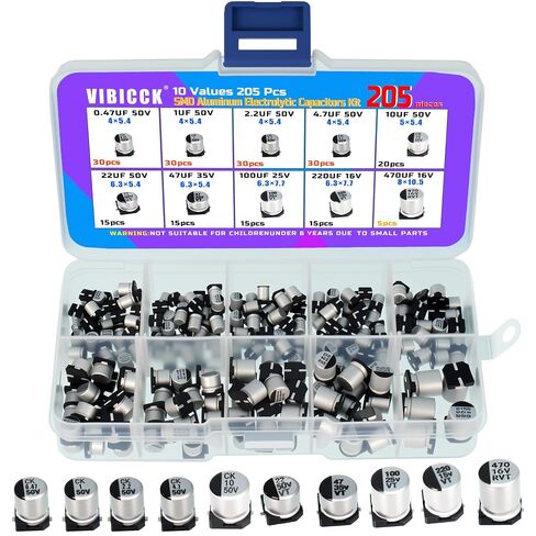 10Values 205Pcs SMD Aluminum Electrolytic Capacitor Assortment in Saudi Arabia