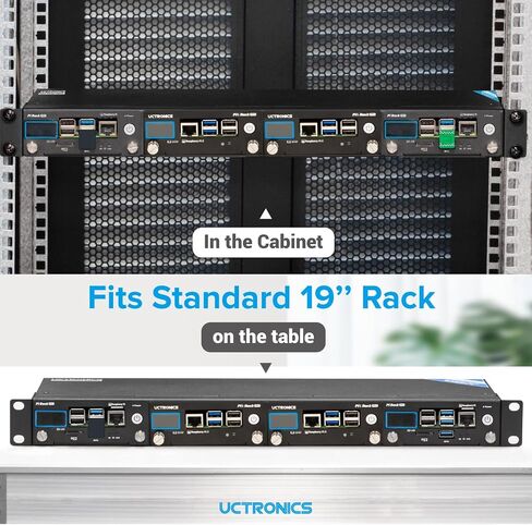 UCTRONICS Raspberry Pi Rack Pro, 2 × M.2 NVMe SSD Base for Pi5, 2 x SATA Shields for Pi4, with 4pcs Safe Shutdown and 0.96" Color LCD in Saudi Arabia