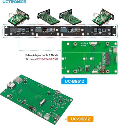 UCTRONICS Raspberry Pi Rack Pro, 2 × M.2 NVMe SSD Base for Pi5, 2 x SATA Shields for Pi4, with 4pcs Safe Shutdown and 0.96" Color LCD in Saudi Arabia