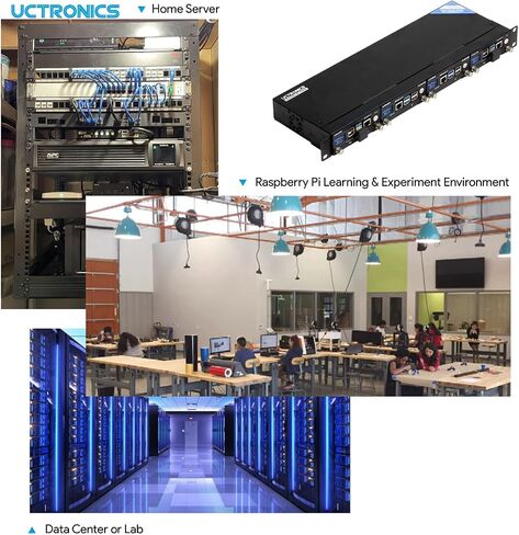UCTRONICS Raspberry Pi Rack Pro, 2 × M.2 NVMe SSD Base for Pi5, 2 x SATA Shields for Pi4, with 4pcs Safe Shutdown and 0.96" Color LCD in Saudi Arabia
