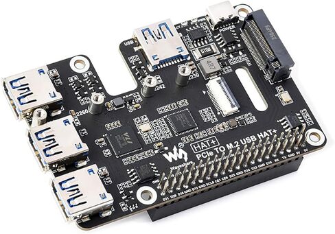 PCIe to M.2 NVMe and USB 3.2 Gen1 HAT+ for Raspberry Pi 5, Supports 2230–2280 SSD, Bootable NVMe Storage, 4-Port USB Expansion, Plug and Play PCIe Adapter Board in Saudi Arabia