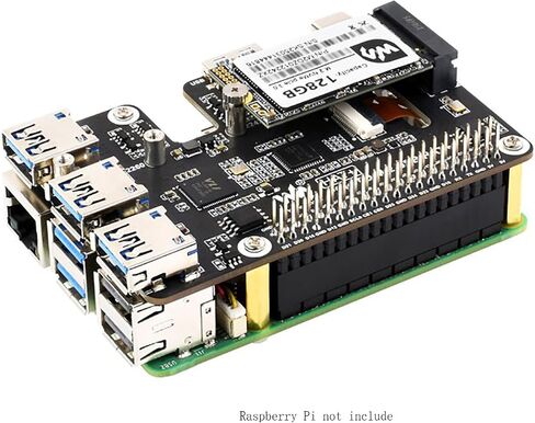 PCIe to M.2 NVMe and USB 3.2 Gen1 HAT+ for Raspberry Pi 5, Supports 2230–2280 SSD, Bootable NVMe Storage, 4-Port USB Expansion, Plug and Play PCIe Adapter Board in Saudi Arabia