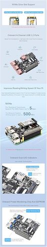 PCIe to M.2 NVMe and USB 3.2 Gen1 HAT+ for Raspberry Pi 5, Supports 2230–2280 SSD, Bootable NVMe Storage, 4-Port USB Expansion, Plug and Play PCIe Adapter Board in Saudi Arabia