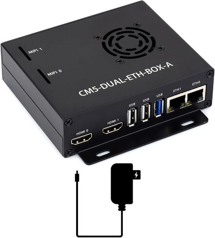 Waveshare Gigabit / 2.5G Dual Ethernet Base Board, Compatible with Raspberry Pi CM5. Dual RJ45 Ethernet, Dual 4K Display, Dual MIPI, 40Pin GPIO Header, with Board, Metal Case and Power Supply in Saudi Arabia