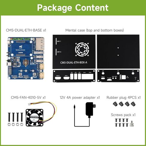 Waveshare Gigabit / 2.5G Dual Ethernet Base Board, Compatible with Raspberry Pi CM5. Dual RJ45 Ethernet, Dual 4K Display, Dual MIPI, 40Pin GPIO Header, with Board, Metal Case and Power Supply in Saudi Arabia